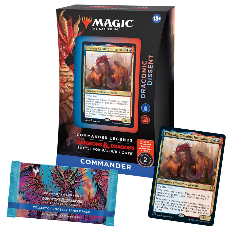 Magic: The Gathering Commander Legends: Battle for BaldurÃ¯Â¿Â½s Gate Commander Deck - Draconic Dissent + Collector Booster Sample Pack