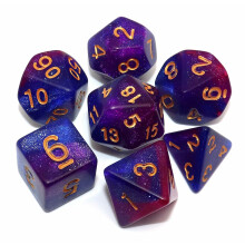CREEBUY Polyhedral DND Glittrande Tärningsset för Dungeon och Dragons D&D RPG Rollspel Blå Lila Nebulatärningar