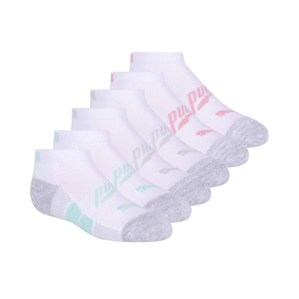 PUMA Unisex child 6 Pack Low cut Socks, WhiteBlue, 5-65 US