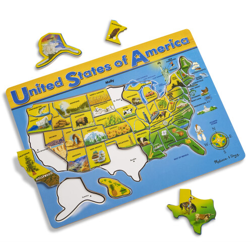 Melissa & Doug Rompecabezas de Madera del Mapa de EE. UU. Melissa & Doug (45 piezas)