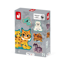 Janod World Wildlife Fund 5 Adaptable Animal Puzzles (2 to 6 Pieces) - Ages 2+ - J08625 - Plush Soft Toy