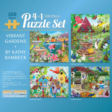 Bits and Pieces - Pack Multi 4-en-1 de 500 Pièces Puzzles pour Adultes - Set de Puzzles par Kathy Bambeck, Taille Puzzle : 16"