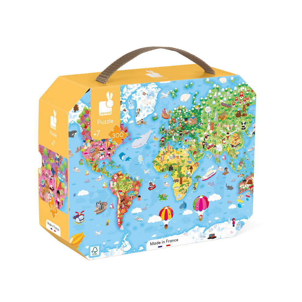 Janod 300 Piece Giant World Map Puzzle - Ages 7+ - J02656