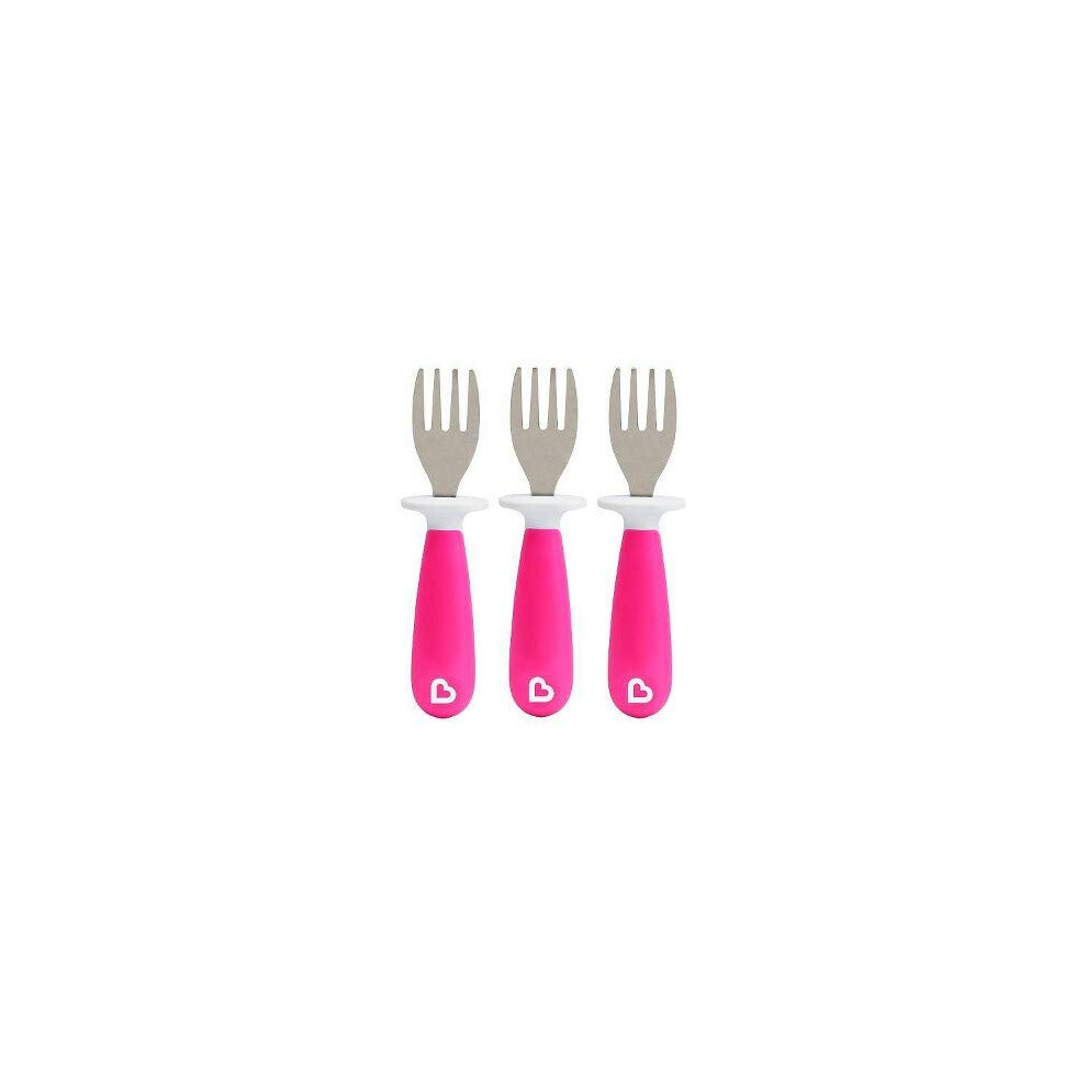 Munchkin Raise Toddler Fork Set, Pink 3 Piece Set