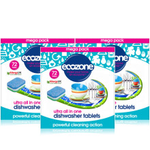 3 x Ecozone Ultra All-In-One Dishwasher Tablets - 72 Capsules