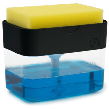 Dispensador de Jabón y Soporte para Esponja S&T INC. para Fregadero de Cocina, 13 Onzas, Negro Mate