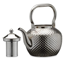 Teiera SANQIAHOME con infusore in acciaio inox Bollitore per acqua Bollitore per tè in foglie sfuse Bollitore per induzionegas (2000 ml, argento)