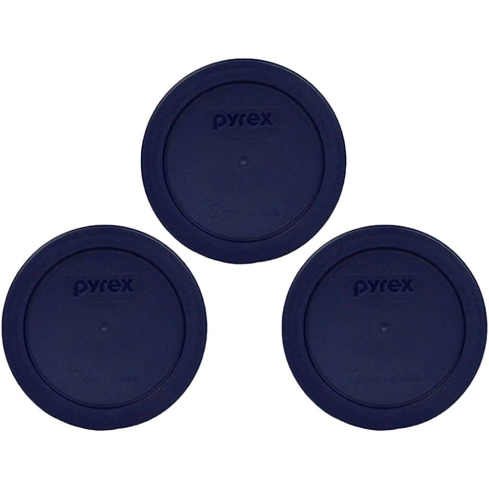 Pyrex Blue 2 Cup Round Storage Cover #7200-PC for Glass Bowls 3-Pack