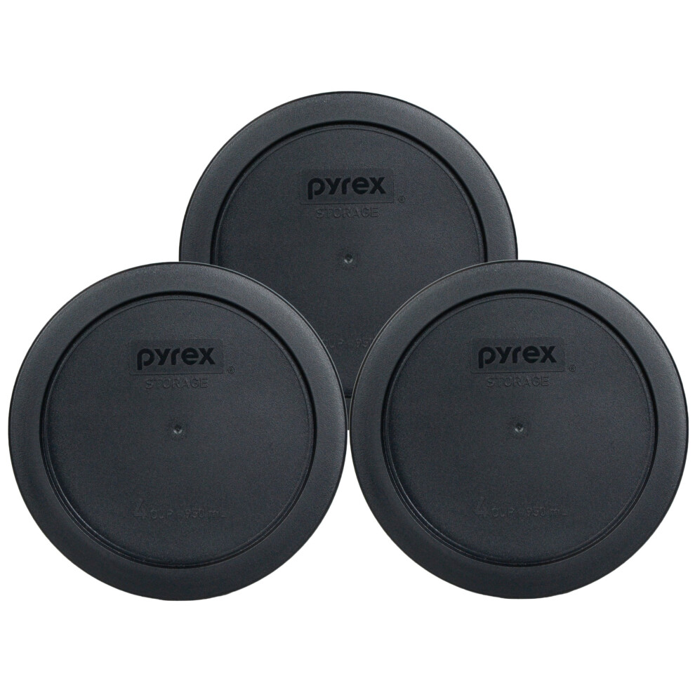 Pyrex 7201-Pc 4 cup Round Storage cover for glass Bowls (3, Black)