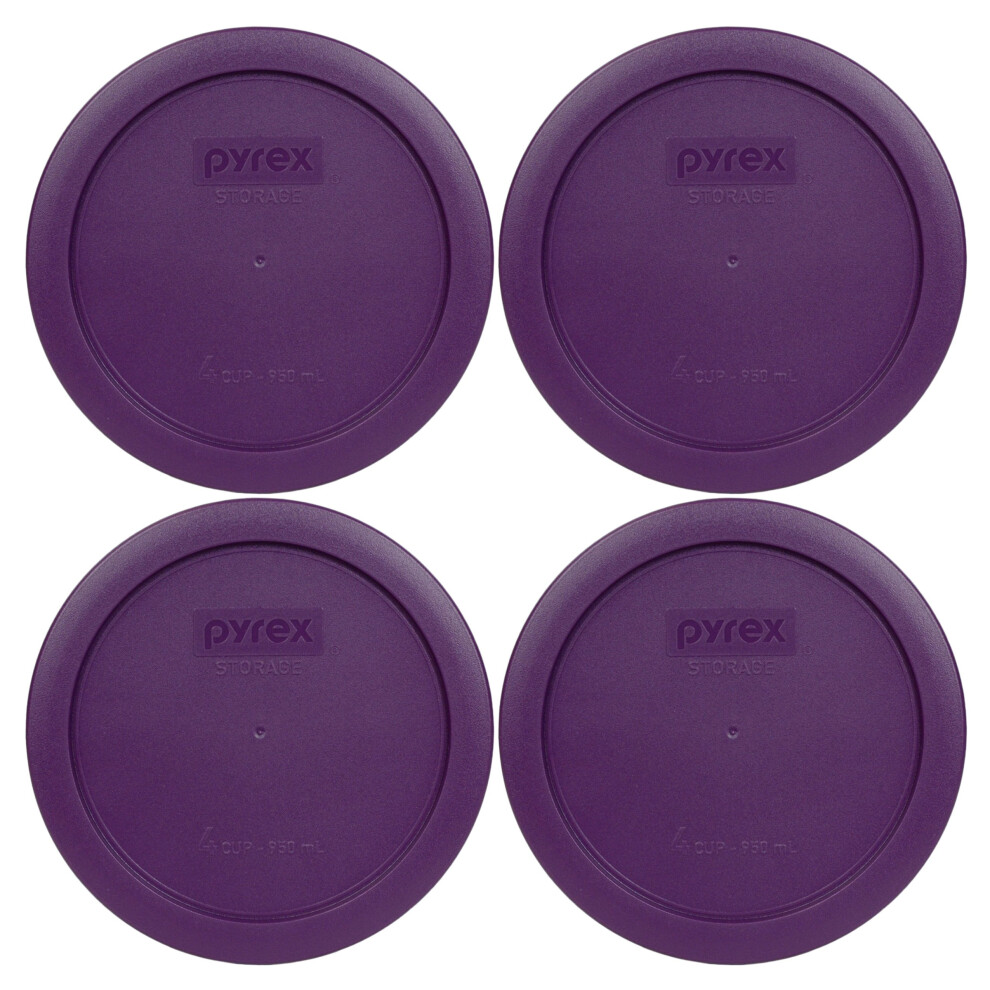 Pyrex 7201-Pc Round 4 cup Storage Lid for glass Bowls (4, Purple)