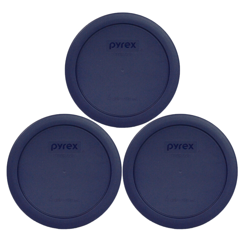 Pyrex Bundle - 3 Items: 7201-Pc 4-cup Dark Blue Plastic Food Storage Lids