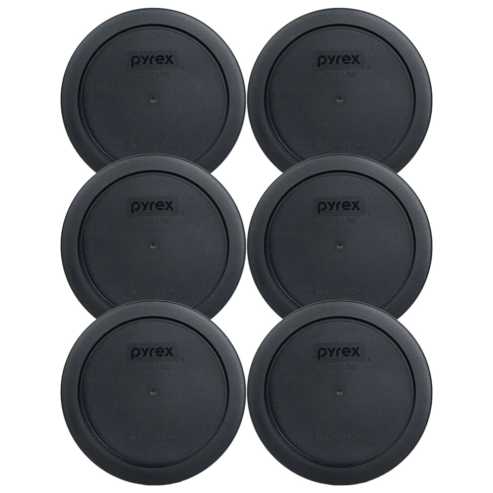 Pyrex 7201-Pc 4 cup Round Storage cover for glass Bowls (6, Black)