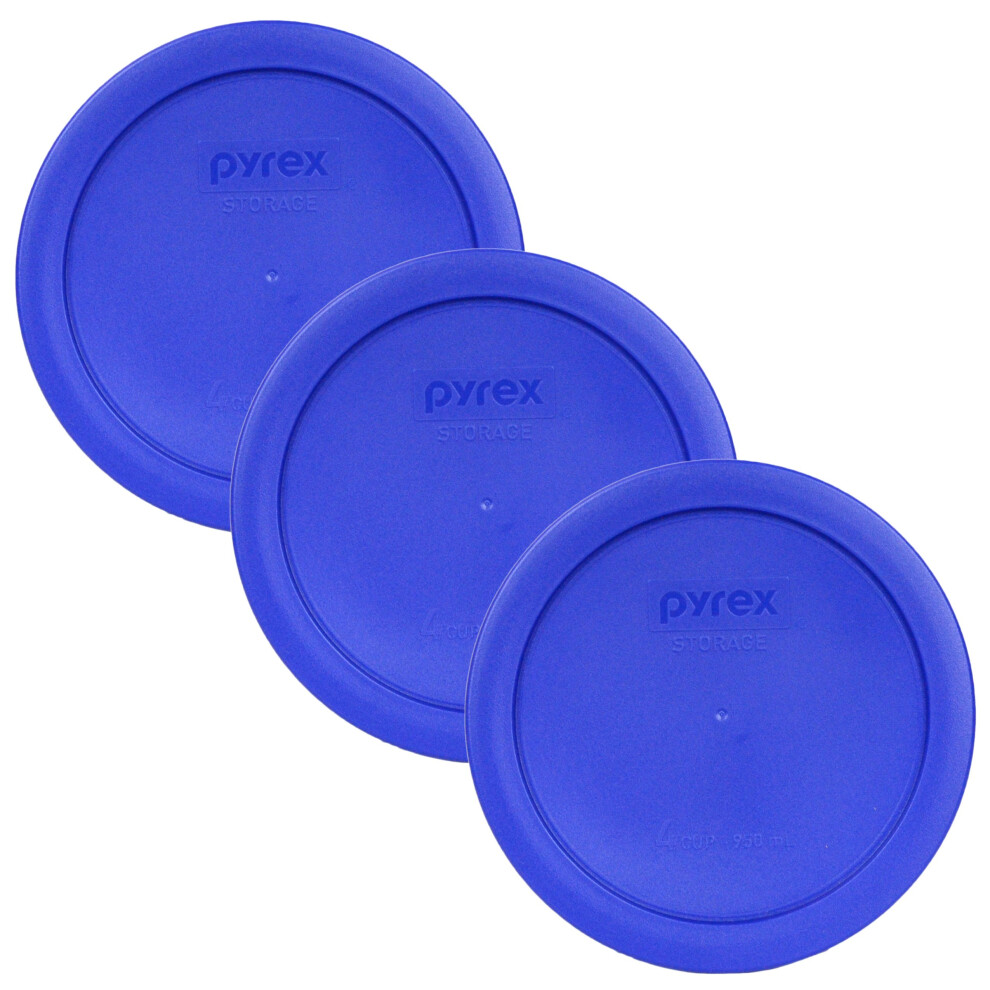 Pyrex 7201-Pc Round 4 cup Storage Lid for glass Bowls (3, Light Blue)