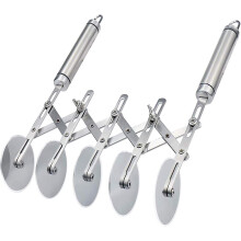 5 Wheel Pastry Cutter, Stainless Pizza Slicer Multi-round Dough Cutter Roller Cookie Pastry Knife Divider With Handle 5 Wheel Pizza Cutter