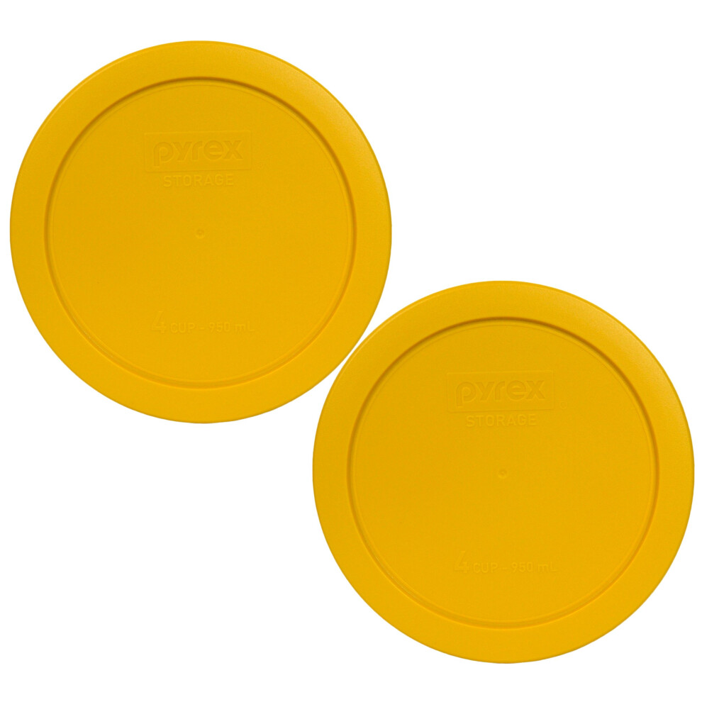 Pyrex 7201-Pc Round 4 cup Storage Lid for glass Bowls (2, Butter Yellow)