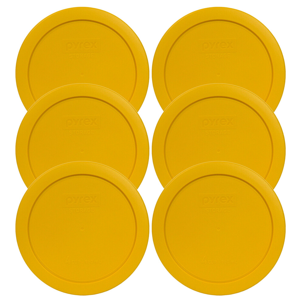 Pyrex 7201-Pc Round 4 cup Storage Lid for glass Bowls (6, Butter Yellow)