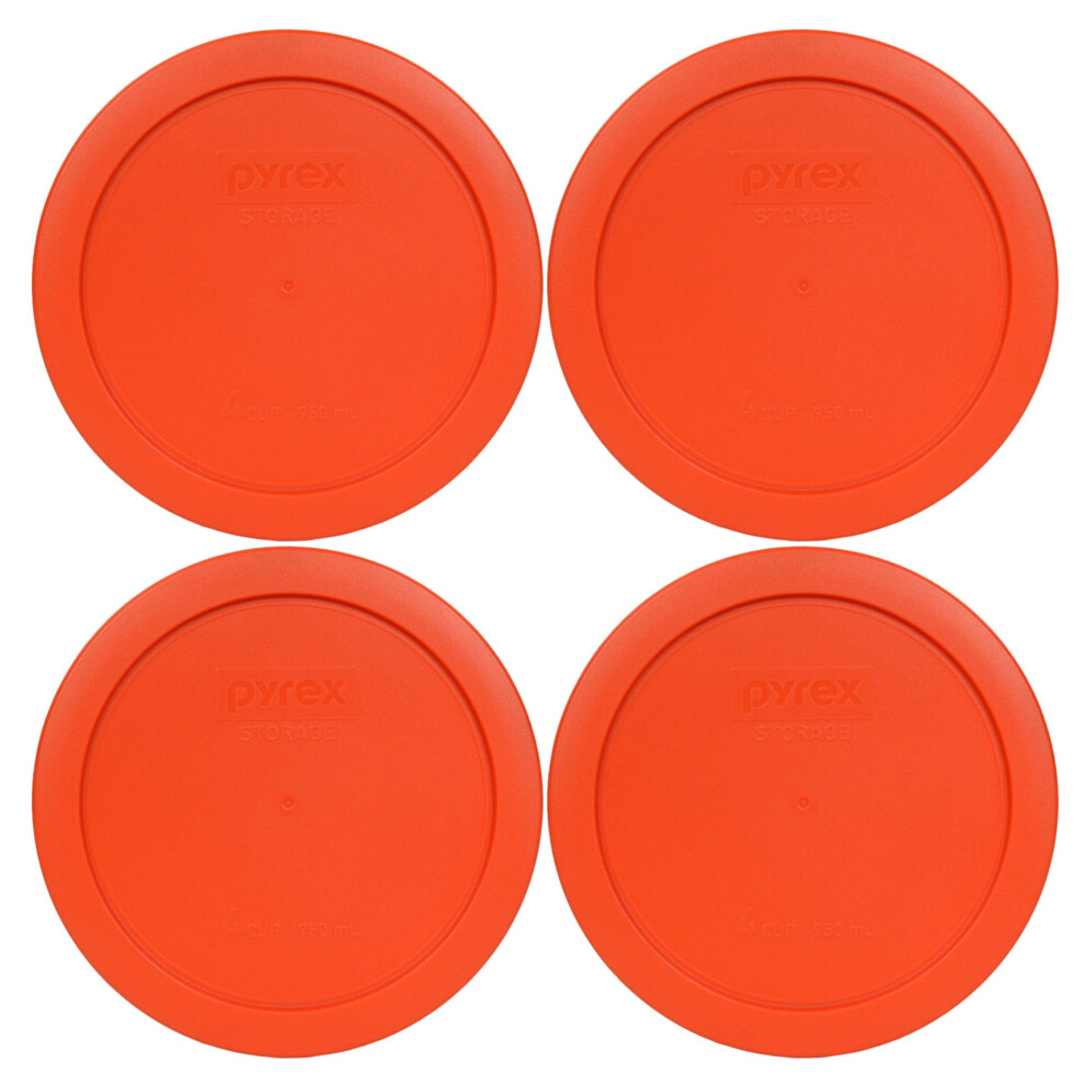 Pyrex 7201-Pc Round 4 cup Storage Lid for glass Bowls (4, Pumpkin Orange)