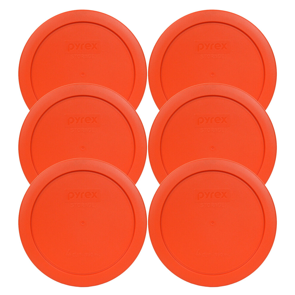 Pyrex 7201-Pc Round 4 cup Storage Lid for glass Bowls (6, Pumpkin Orange)