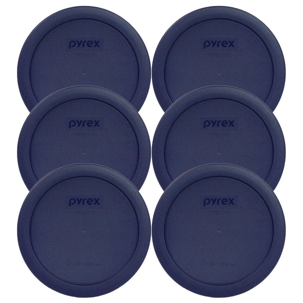 Pyrex Bundle - 6 Items: 7201-Pc 4-cup Navy Blue Plastic Food Storage Lids