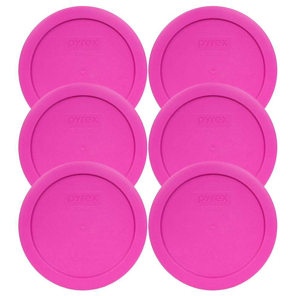 Pyrex 7201-Pc Round 4 cup Storage Lid for glass Bowls (6, Berry Pink)