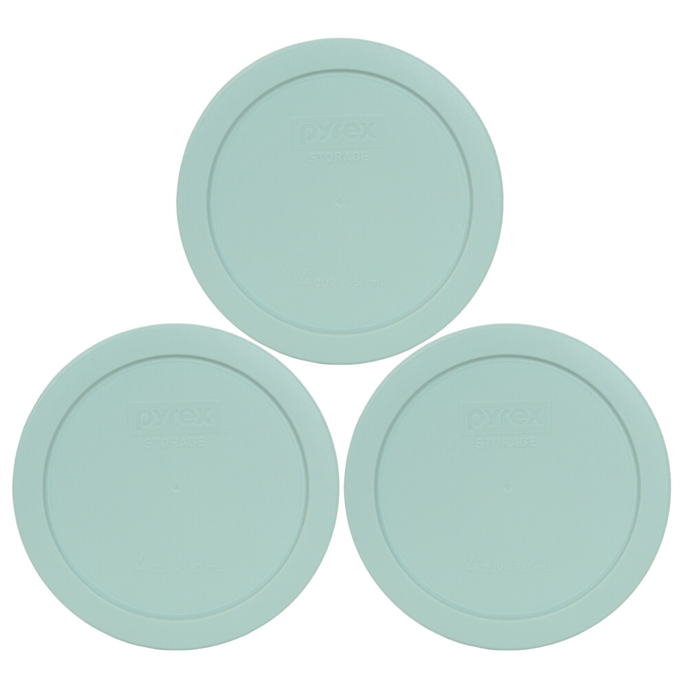 Pyrex Bundle - 3 Items: 7201-Pc 4-cup Muddy Aqua Plastic Food Storage Lids