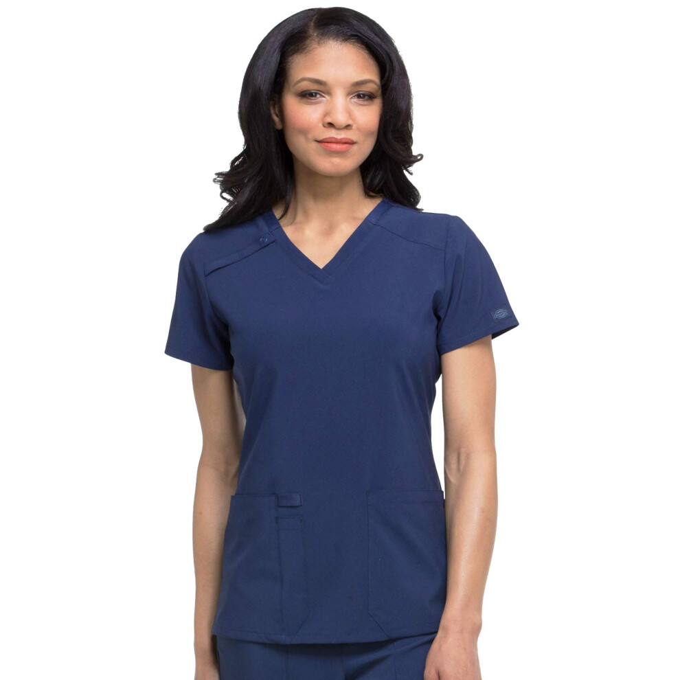 Dickies EDS Essentials Scrubs, V-Neck Womens Tops with Four-Way Stretch and Moisture Wicking Plus Size DK615, 5XL, Navy