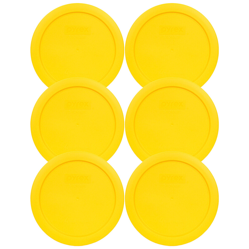 Pyrex 7201-Pc Round 4 cup Storage Lid for glass Bowls (6, Yellow) Made in the USA