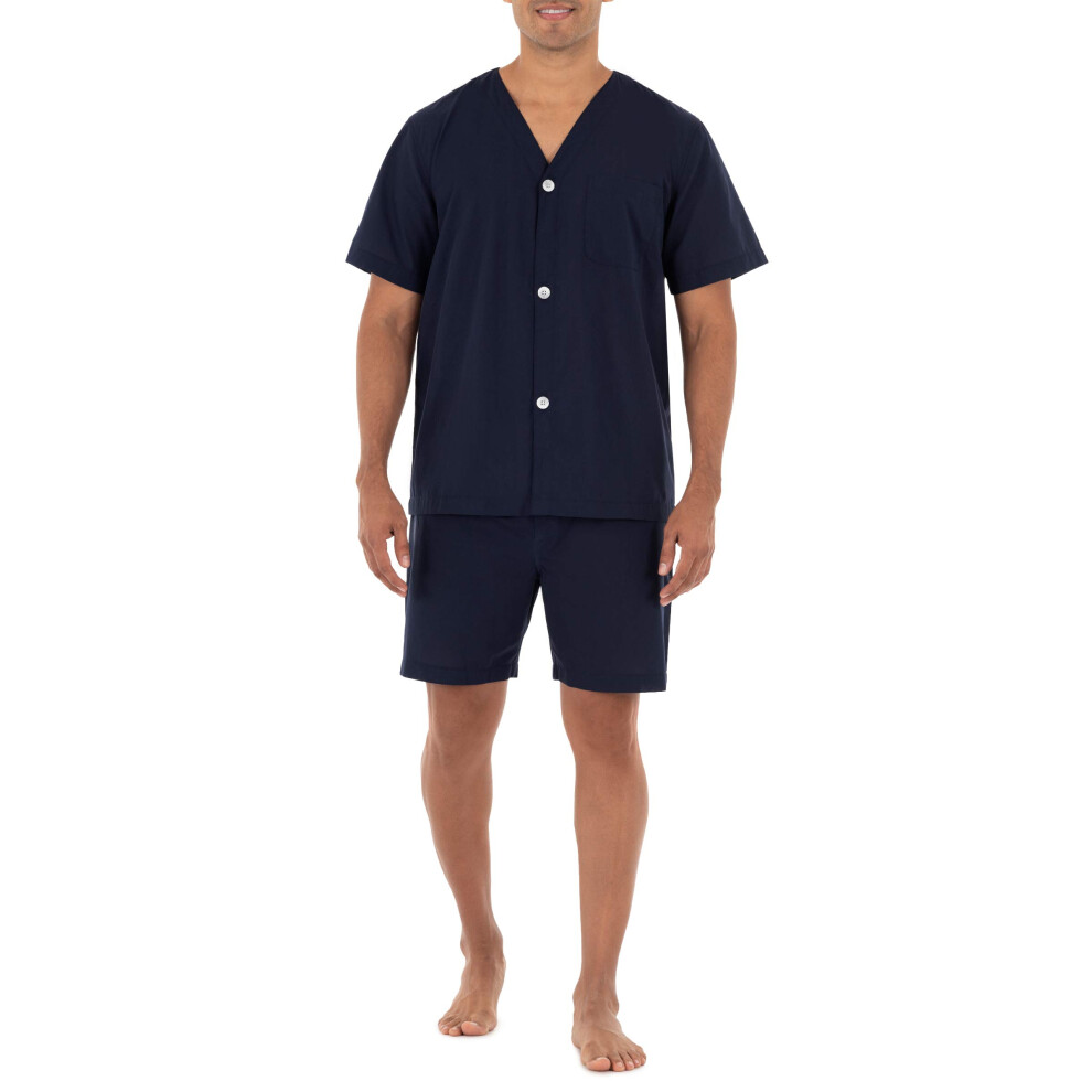 Fruit of the Loom Mens Broadcloth Short Sleeve Pajama Set, Midnight Blue, 5X