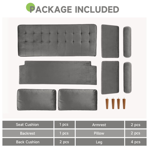 (Grey) Velvet Sofa Modern 2 Seater Couches 2
