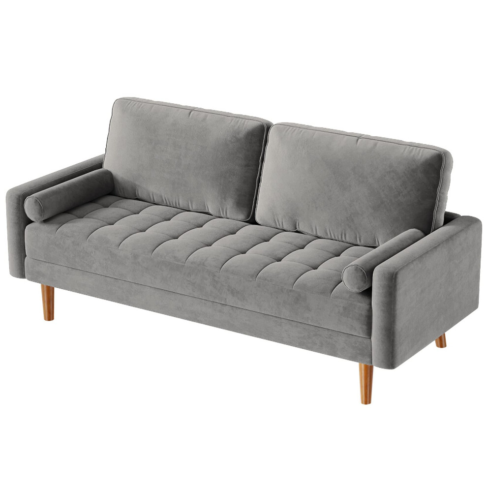 (Grey) Velvet Sofa Modern 2 Seater Couches