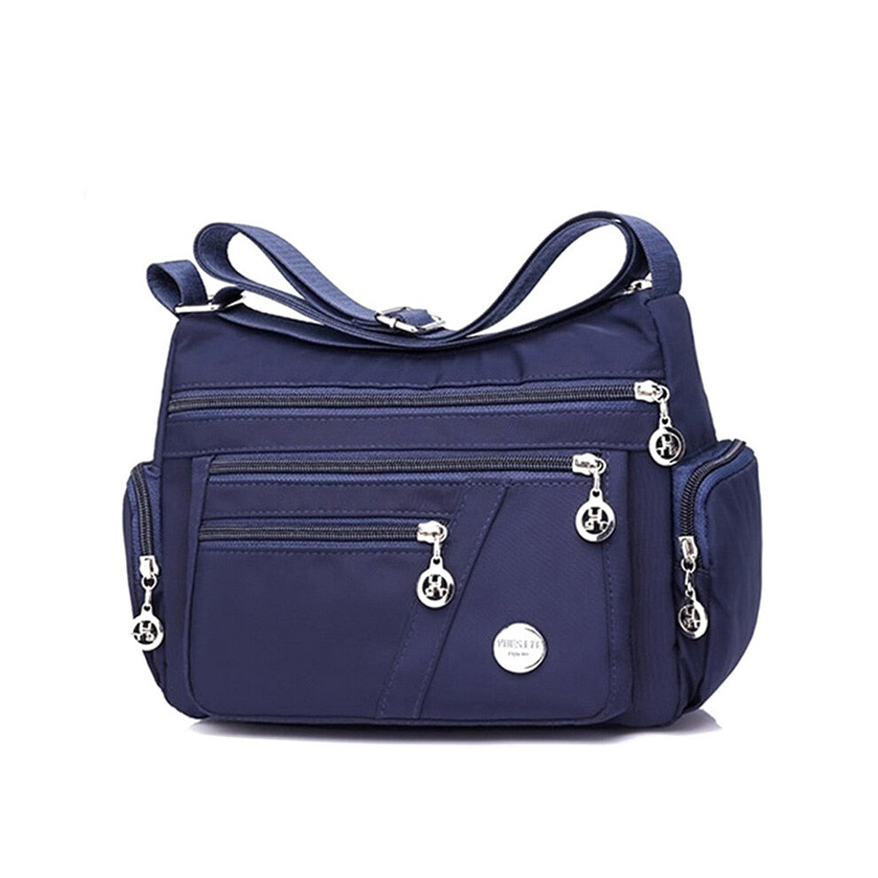 (Blue) Shoulder Messenger Bag Women Crossbody Purse Nylon Waterproof Travel