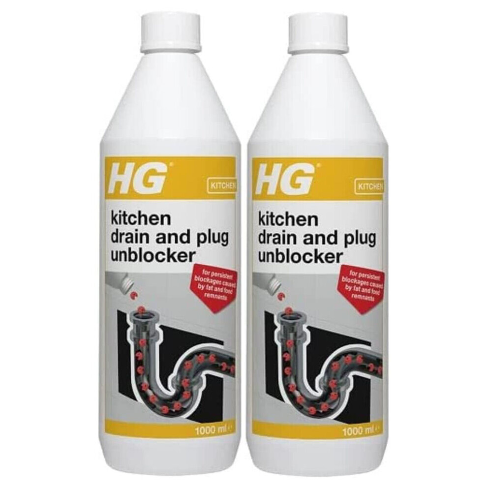 2 x HG Kitchen Drain And Plug Unblocker - 1 Litre