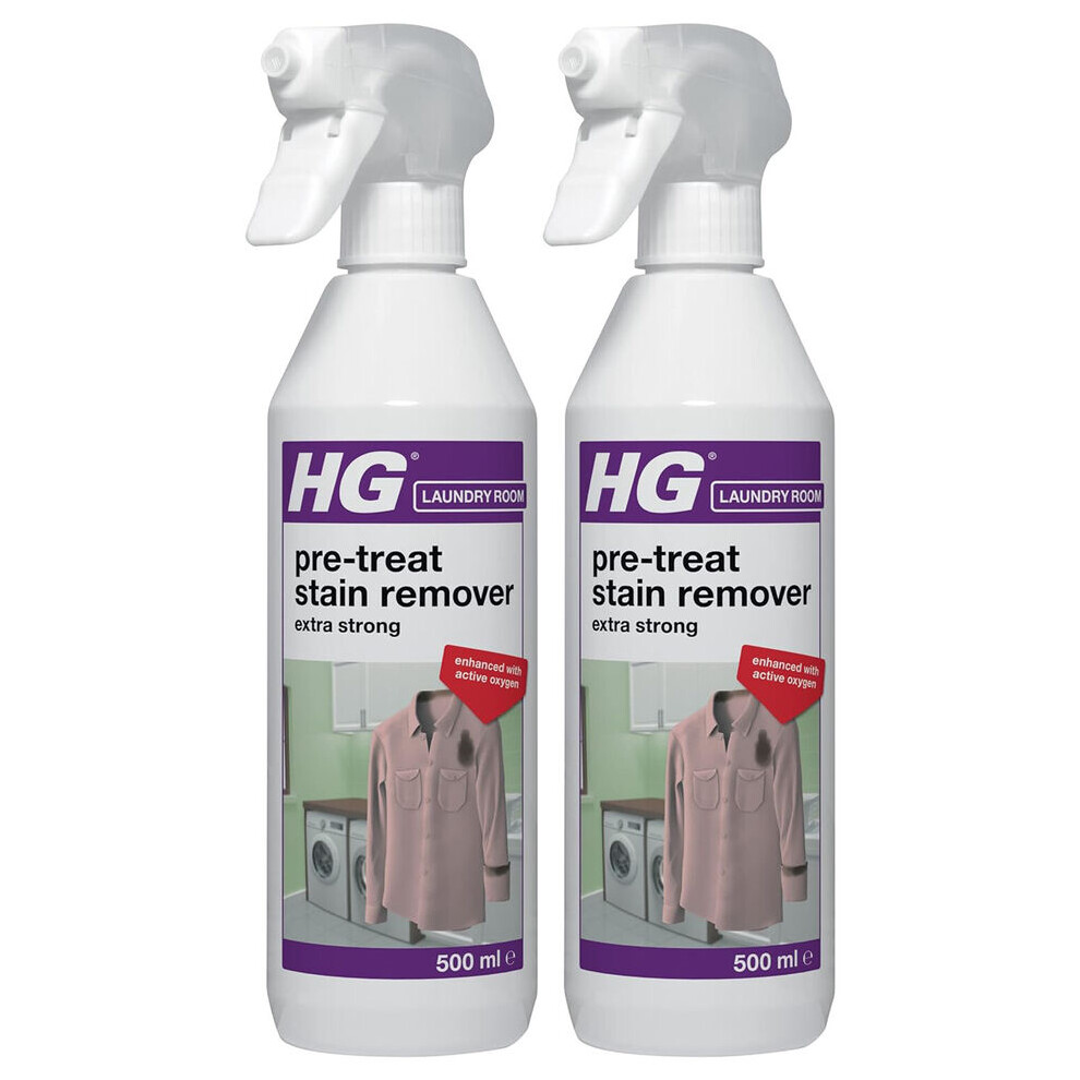 2 x HG Laundry Pre-Treat Stain Remover Extra Strong - 500ml