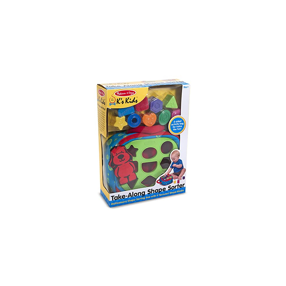 Melissa & Doug Ks Kids Take-Along Shape Sorter Baby Toy With 2-Sided Activity Bag and 9 Textured Shape Blocks