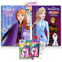 Disney Frost Coloring Book Set med kritor och klistermärken (Inkluderar 2 färgböcker)