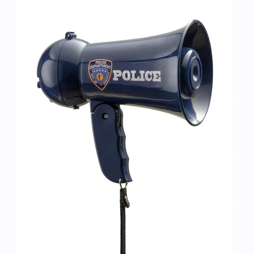 M?gaphone de policier Dress-Up-America pour enfants - M?gaphone de policier bleu avec son de sir?ne