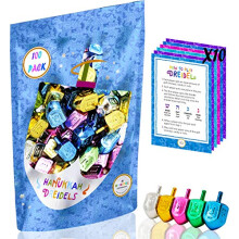 A Dreidel Company fmes, tbbsznu Dreidelek hanukra angol fordts prgettyukkel, jtk tmutat krtyval (100 darabos csomag)