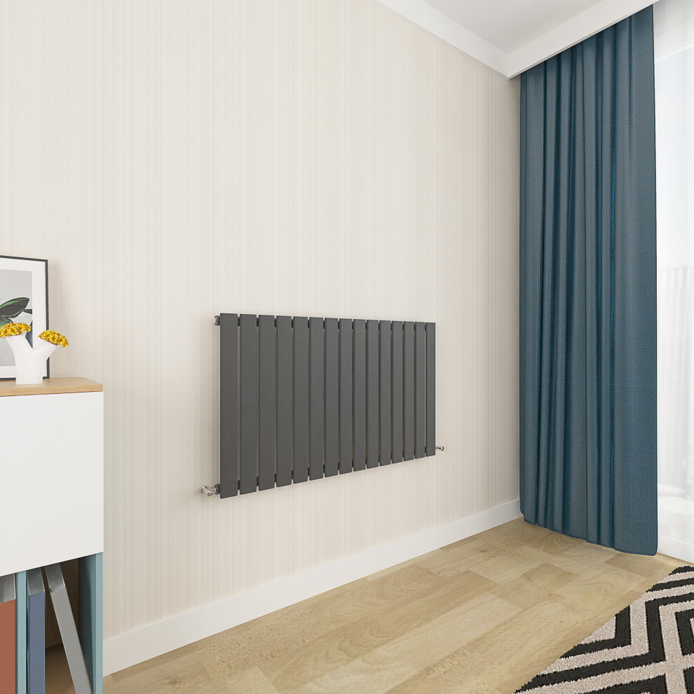 (600x1020mm Single) Horizontal flat radiator anthracite all sizes