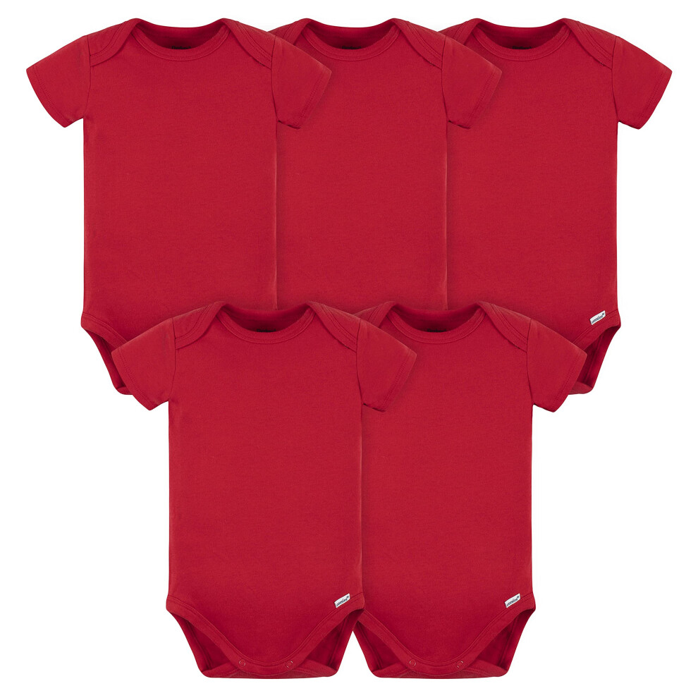 gerber unisex baby 5 Pack Onesies Multi-packs Bundle Interlock 180 gsm Shirt, Red, 12 Months US