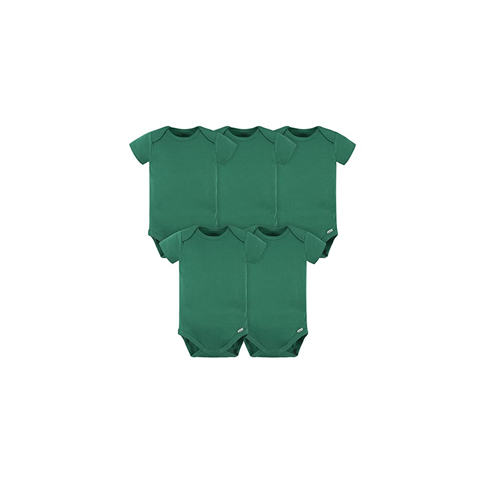 gerber Baby 5 Pack Onesies Multi-Packs Bundle Interlock 180 gsm, Kelly green, 18 Months