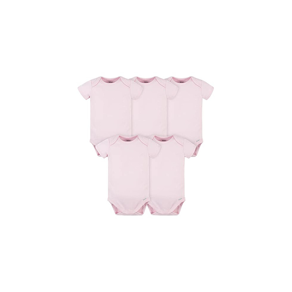 gerber unisex baby 5 Pack Onesies Multi-packs Bundle Interlock 180 gsm Shirt, Light Pink, 12 Months US