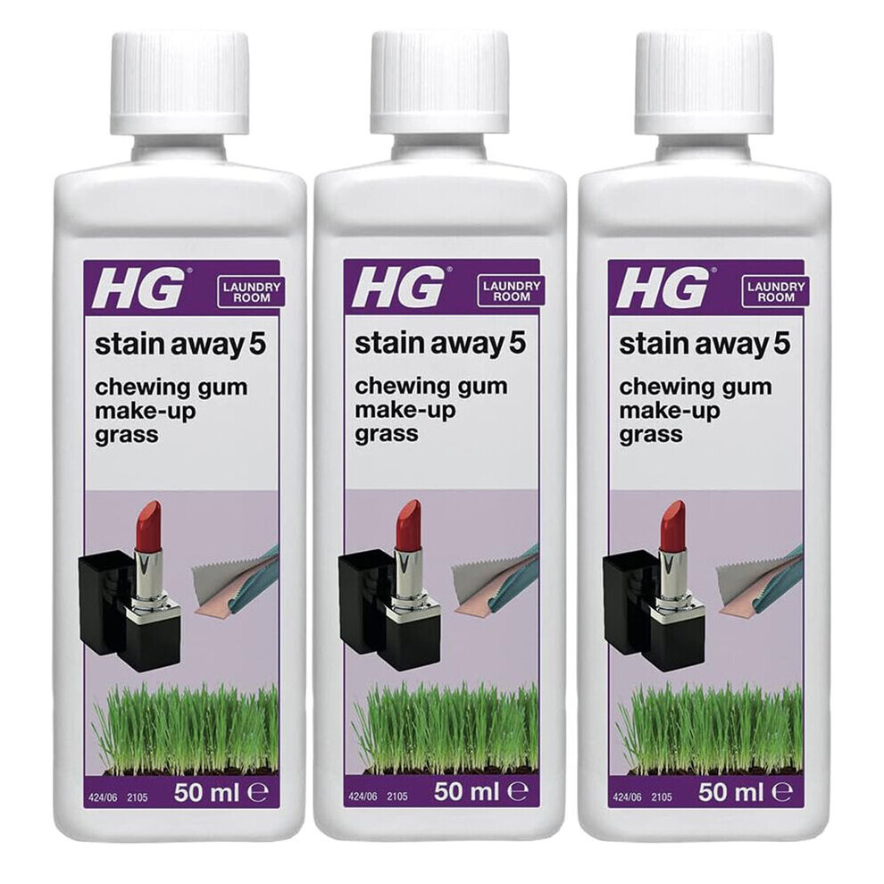 3 x HG Stain Away No. 5, Make-Up, Grass & Pollen Stain Removal - 50ml