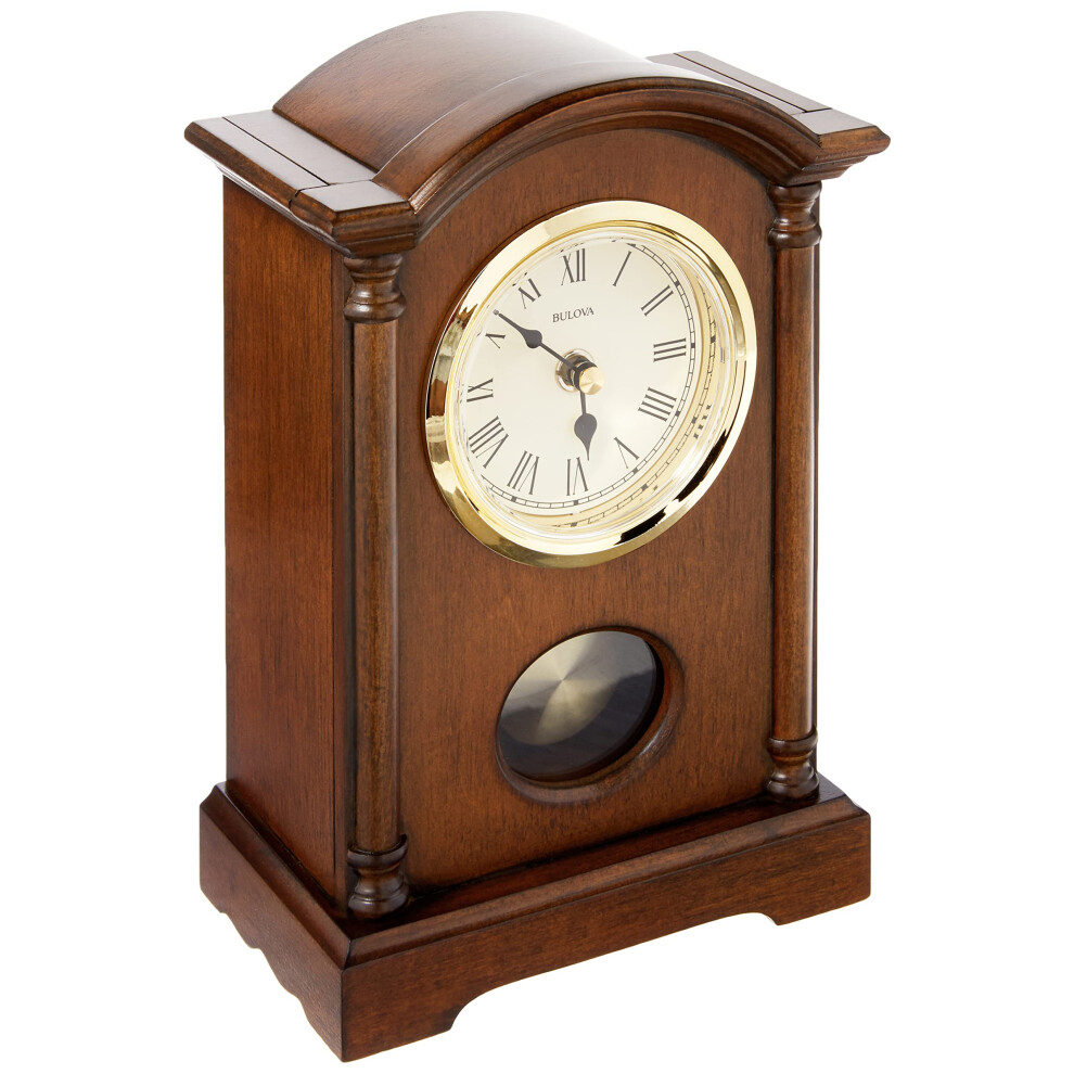 Bulova Dalton chiming Pendulum Table clock - Walnut Finish - gold-Tone Accents