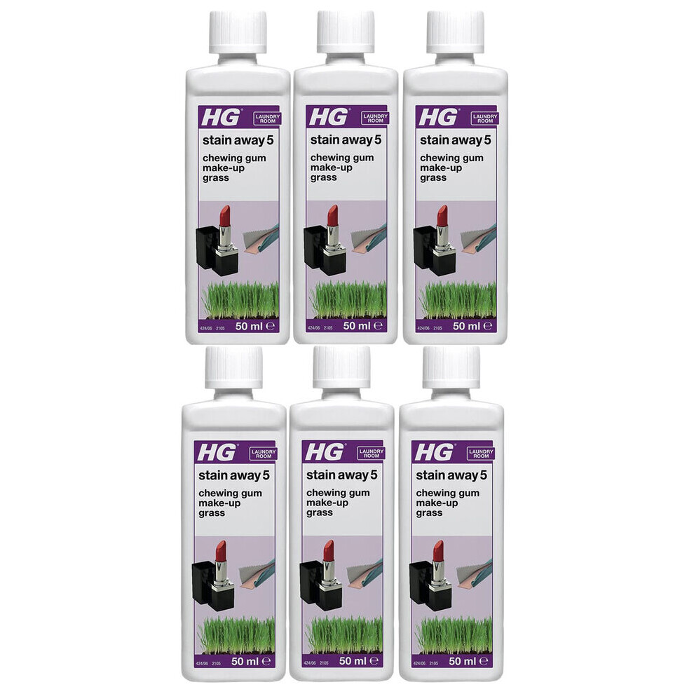 6 x HG Stain Away No. 5, Make-Up, Grass & Pollen Stain Removal - 50ml