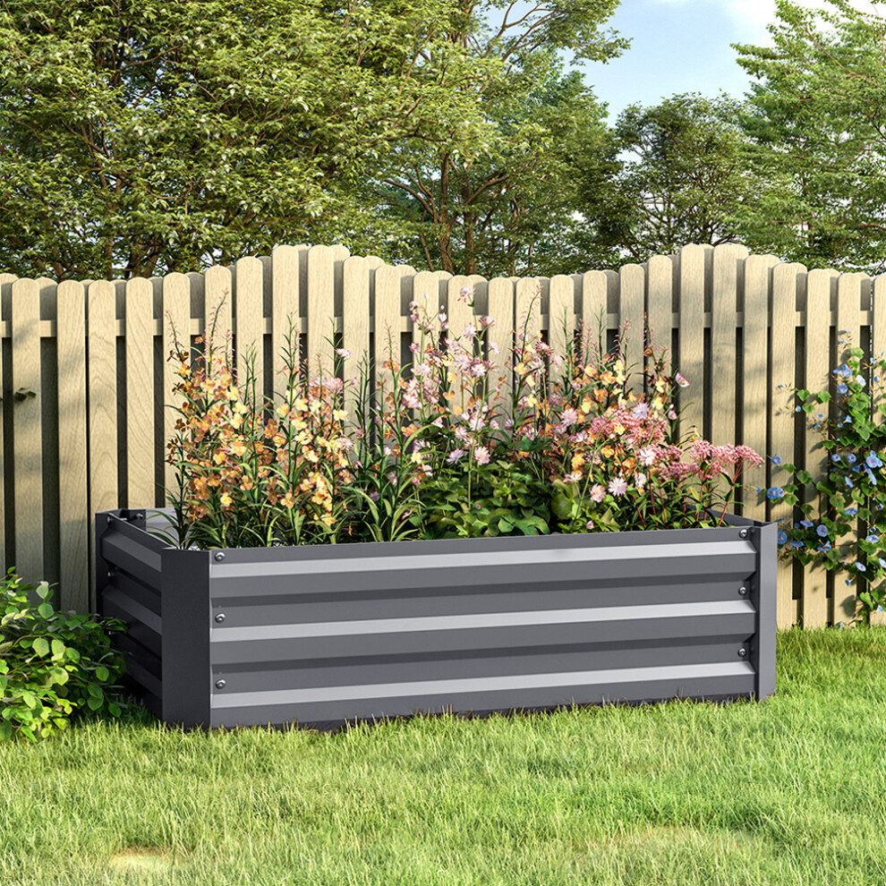 (Small Size: 100cm W x 60cm D x 30cm H) Galvanized Steel Square Raised Garden Bed Planter Box