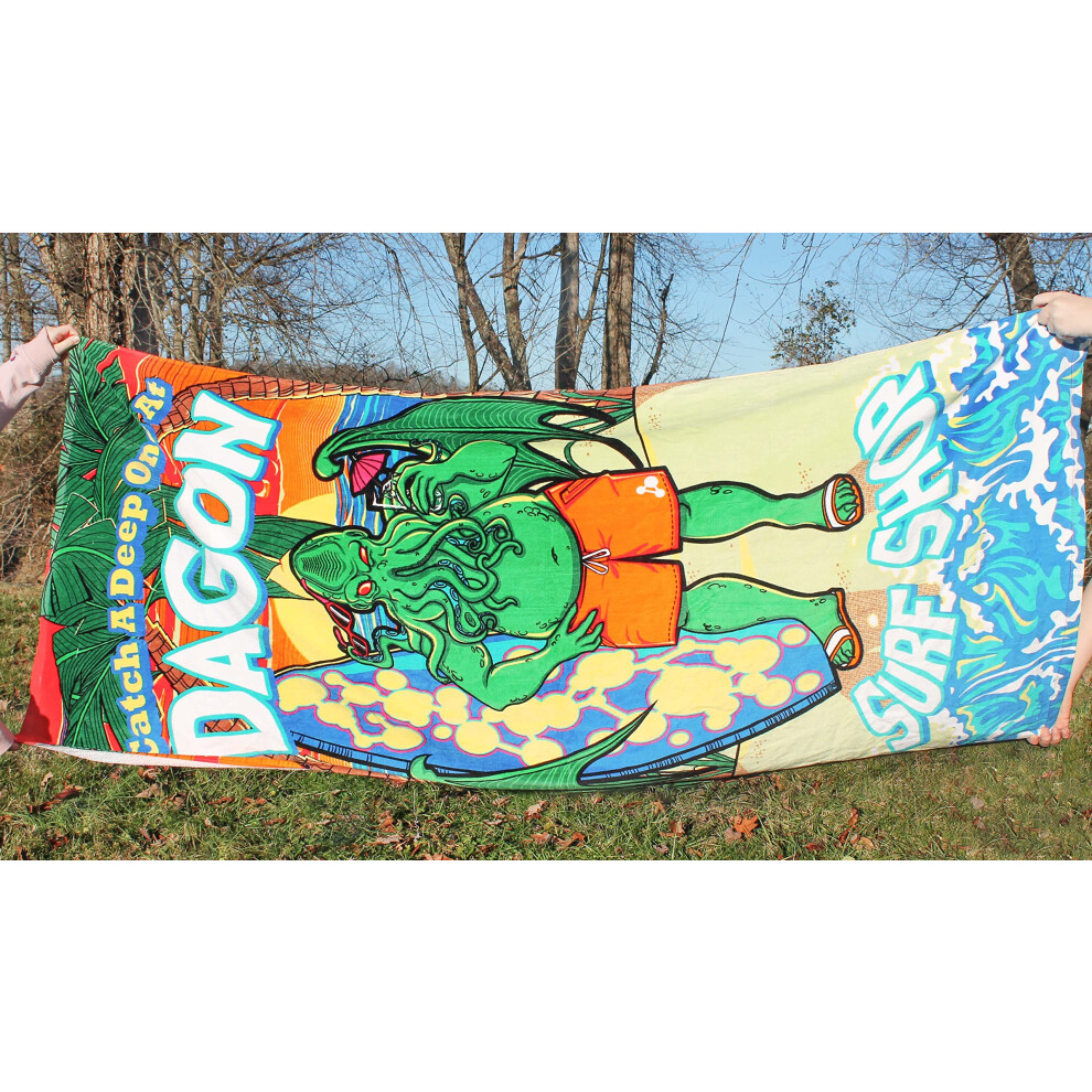 Toy Vault cthulhu Beach Towel: Dagon Surf Shop, 70 x 30 Inches