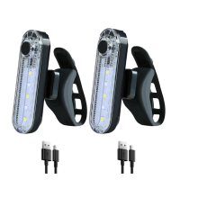 2 Pack USB Rechargeable Cycling Night Essential Reflector Seat Back Safety Lamp Waterproof Bright Warning Flash MTB Light for Men Women Kids(White)