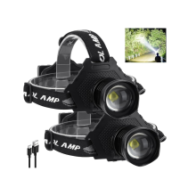 LED Rechargeable Headlamp, 100000 Lumens Super Bright Head Lamps Led Rechargeable with 5 Modes, 90 Angle Adjustable, IPX7 Waterproof(Black)