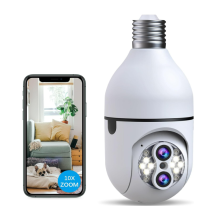 10X Zoom Light Socket Security Camera Outdoor/Indoor Wireless Security Camera,2mp Light Socket Camera 2.4g WiFi, Full Color Night Vision(White)