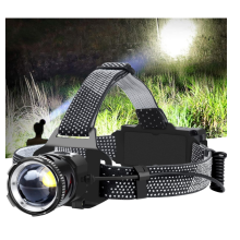 LED Headlamp USB Rechargeable,5 Modes, Batteries Included, Zoomable, Waterproof Headlight for Camping Hunting Running Fishing Biking(Black)